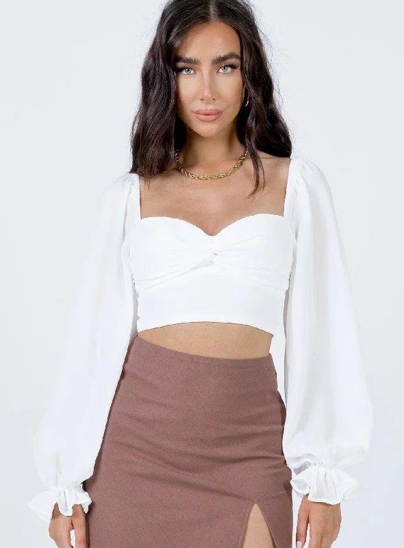 Liliana Long Sleeve Top White