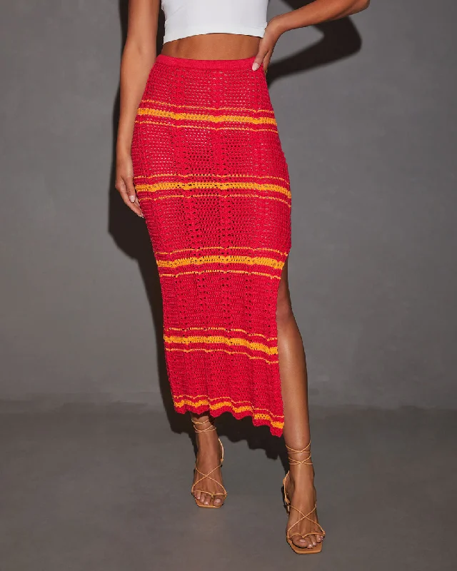 Scarlette Crochet Knit Striped Maxi Skirt