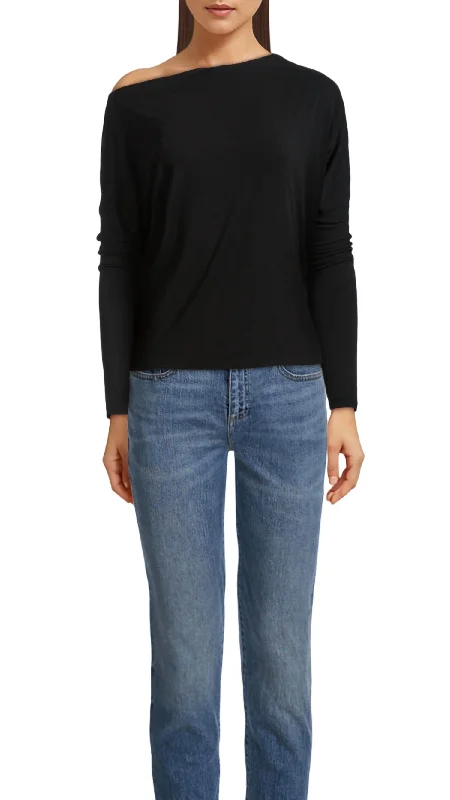 Silk Jersey Slouch Top In Black