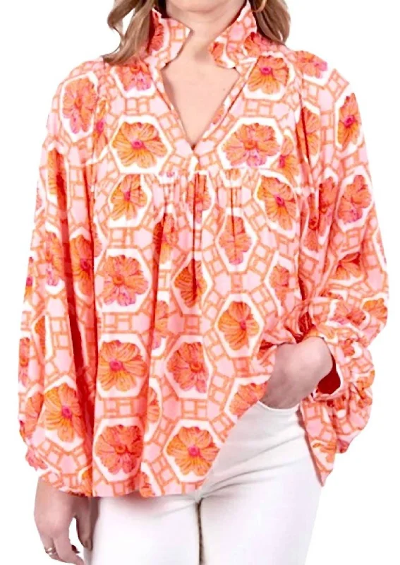 Stella Top Blouse In Floral Crochet