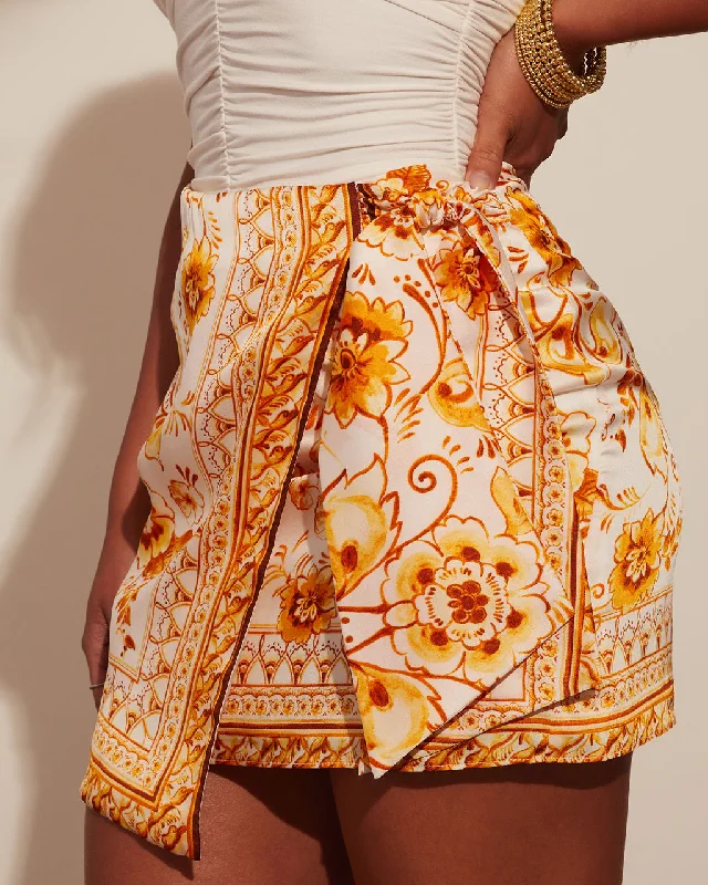 Summer Florals Wrap Mini Skirt