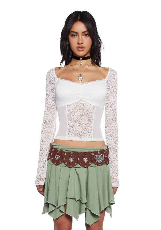 Winged Bliss Lace Top - White