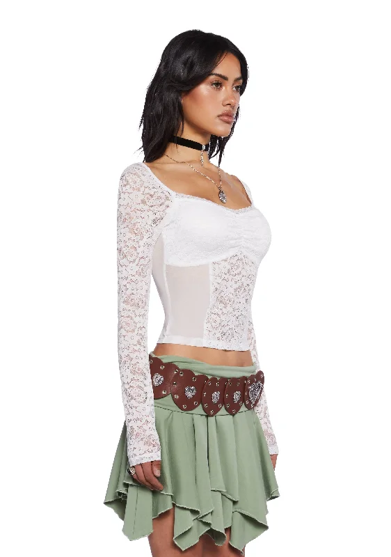 Winged Bliss Lace Top - White