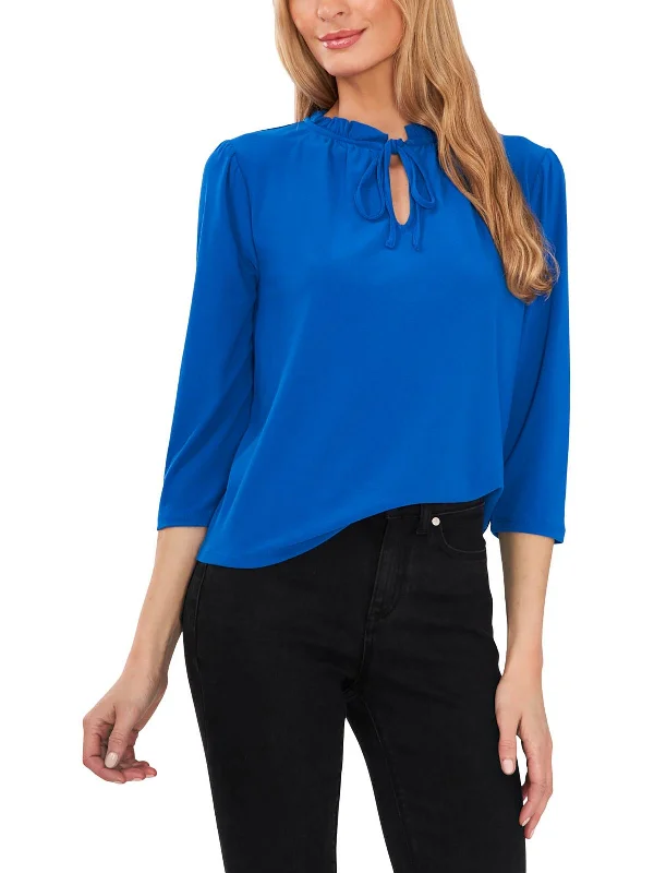 Womens Ruffled Tie Front Blouse