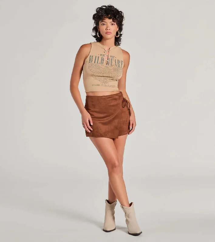 Wrap It Up High-Rise Faux Suede Mini Skort