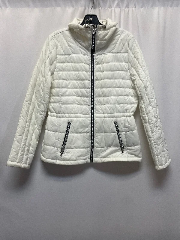 Jacket Puffer & Quilted By Guess In White, Size: L