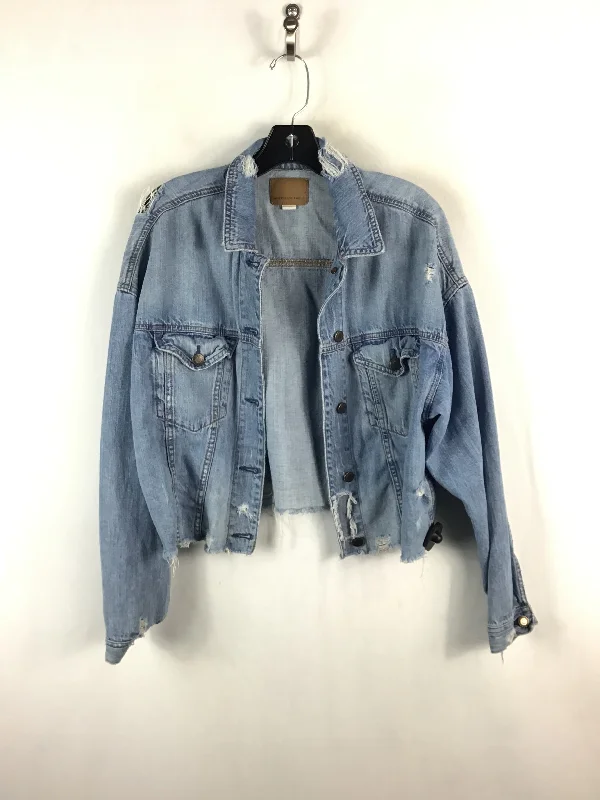 Jacket Shirt By American Eagle In Blue Denim, Size: M