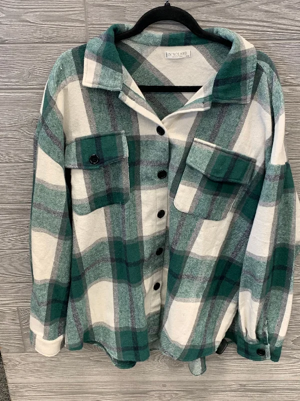 Jacket Shirt By Clothes Mentor In Green, Size: 3x