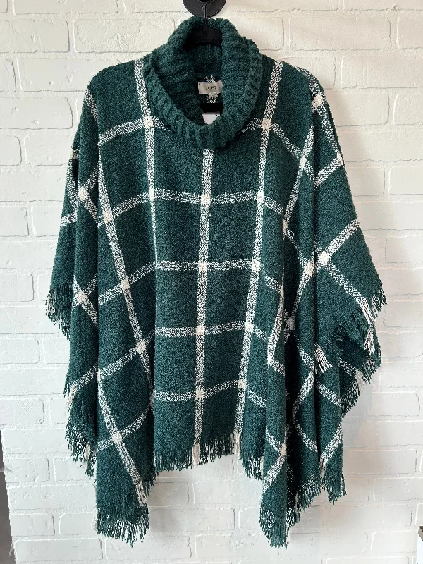 Poncho By Loft In Green & White, Size: Onesize