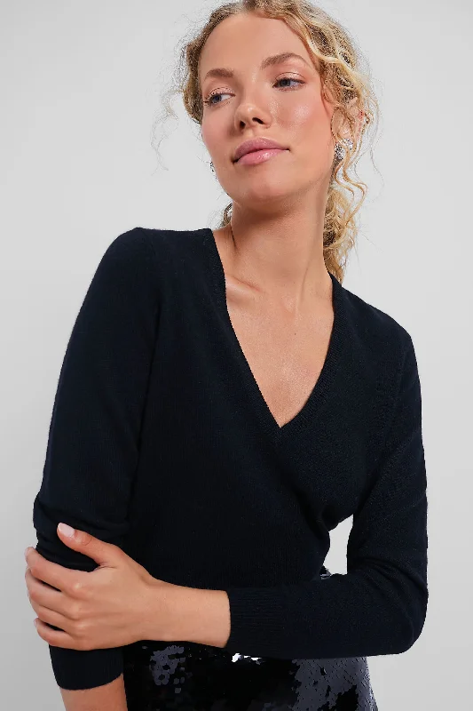 Black Cashmere V-Neck Sweater