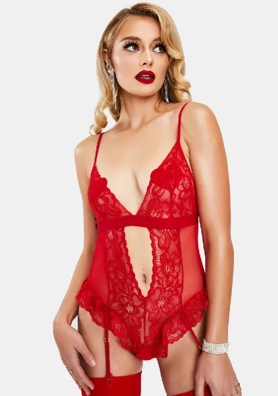 Fierce Lover Lace Ruffle Teddy