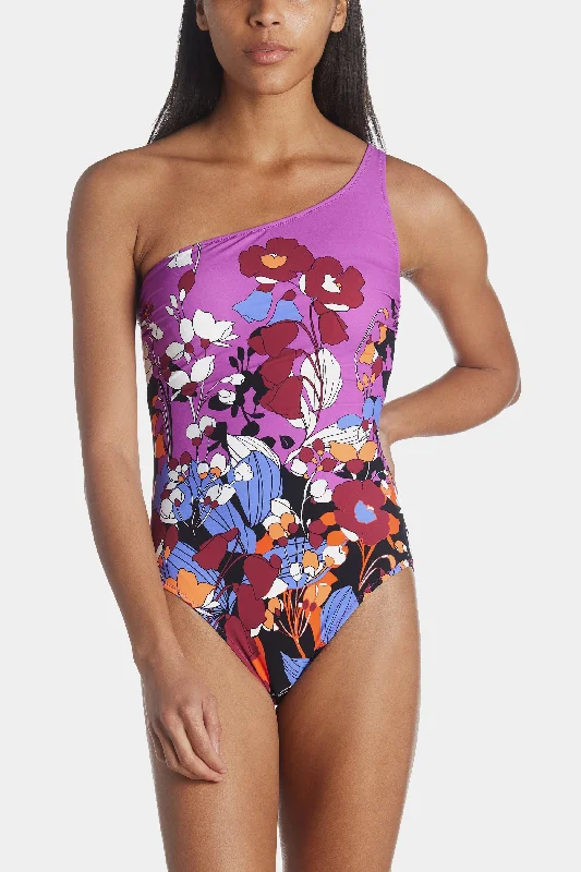 Floral Art One Shoulder One Piece