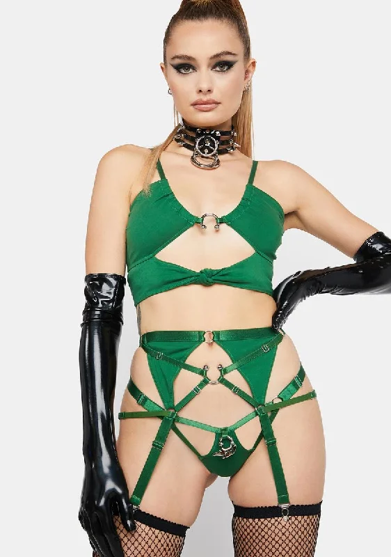 Green Strappy Garter Belt