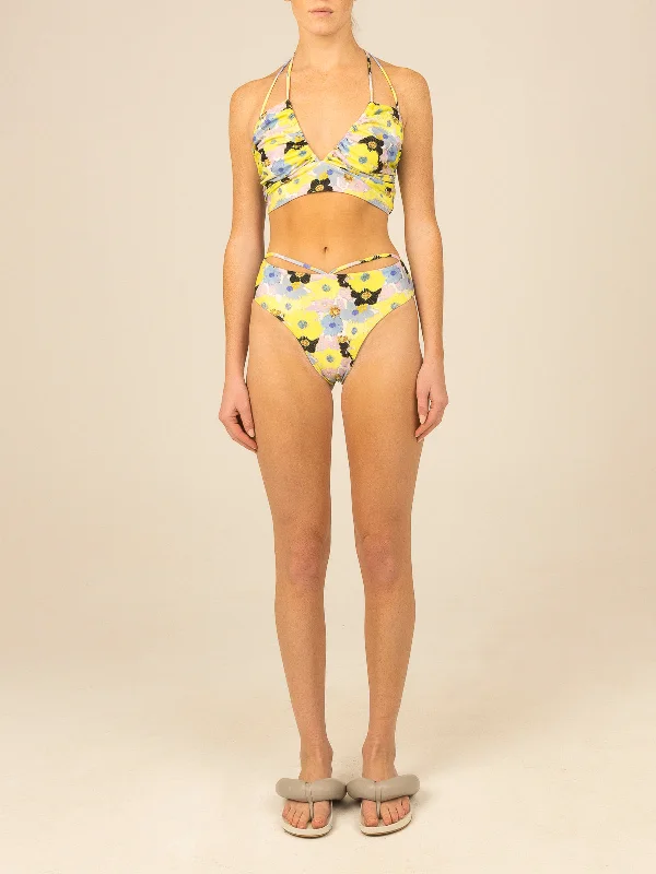 Hedda Bikini Top + Idina Bottom Aqua Retro Floral