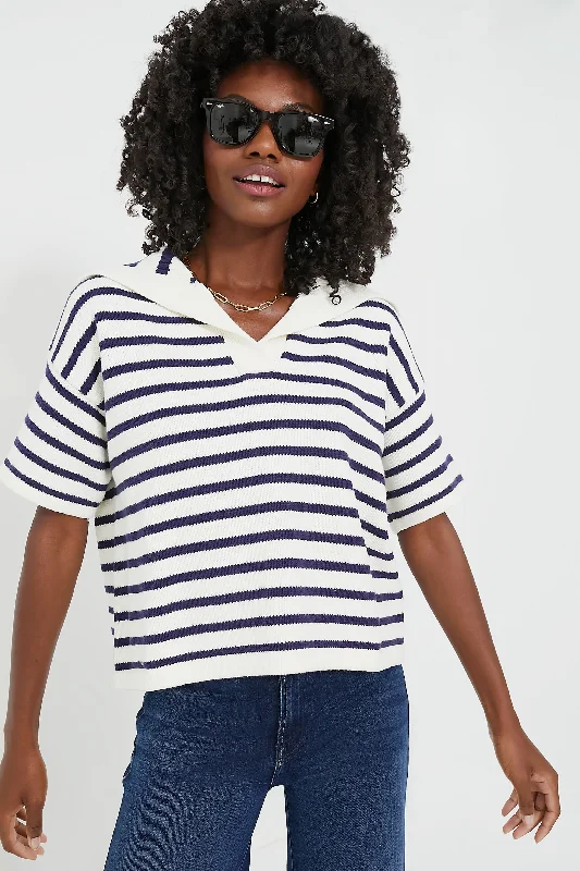 Ivory and Navy Stripe Claire Sweater