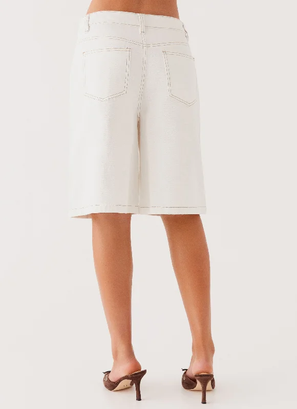 Lottie Low Rise Jorts - White