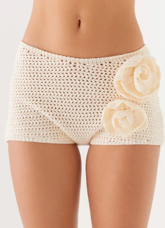 Maia Rose Crochet Mini Shorts - Ivory