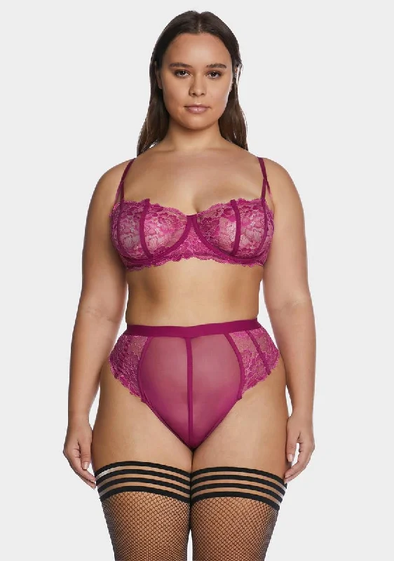 Plus Comfort And Wine Lingerie Set