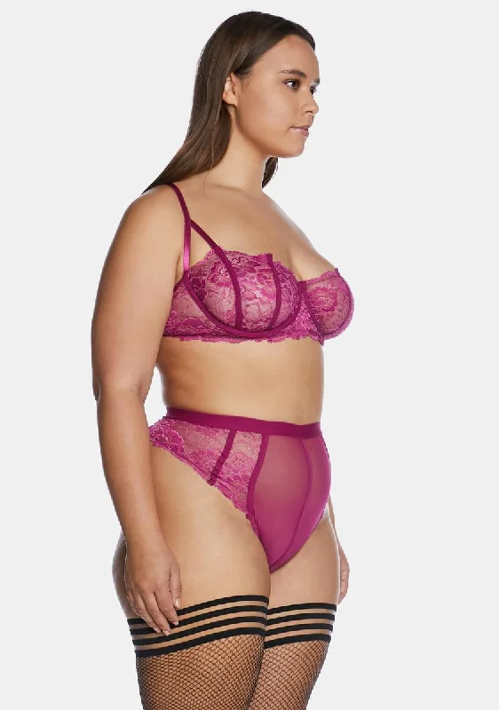 Plus Comfort And Wine Lingerie Set