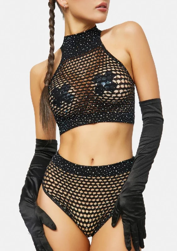 Shine With Me Fishnet Lingerie Set