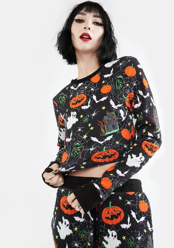 Slay All Doomsday Long Sleeve Halloween Lounge Top