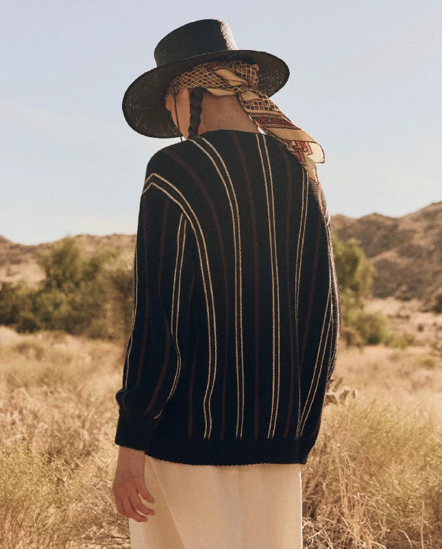 The Everett Cardigan. -- Black Heritage Stripe