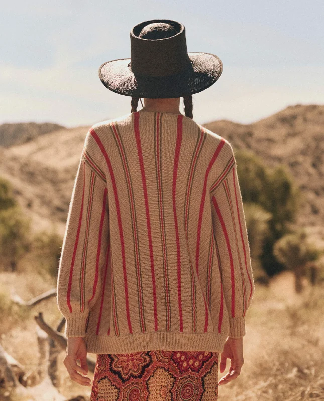 The Everett Cardigan. -- Oatmeal Heritage Stripe