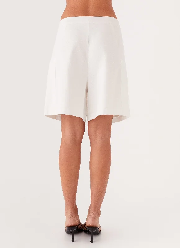 Tiona Linen Shorts - White