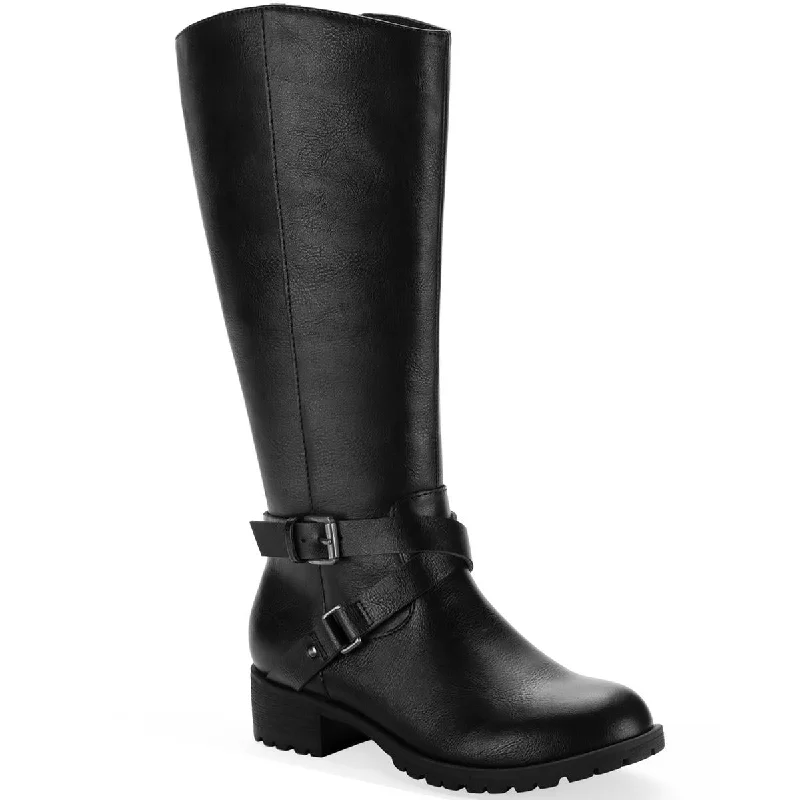 Marliee Womens Faux Leather Mid-Calf Boots