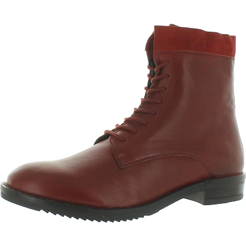 NATARA Womens Leather Combat & Lace-Up Boots