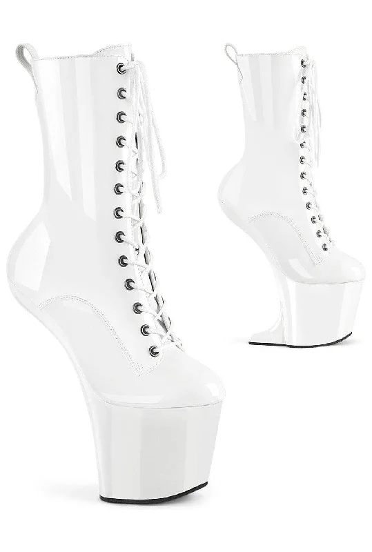 CRAZE-1040 White Patent Ankle Boot