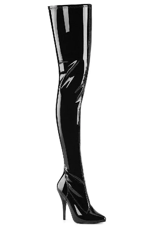 SEDUCE-4000 Black Patent Thigh Boot