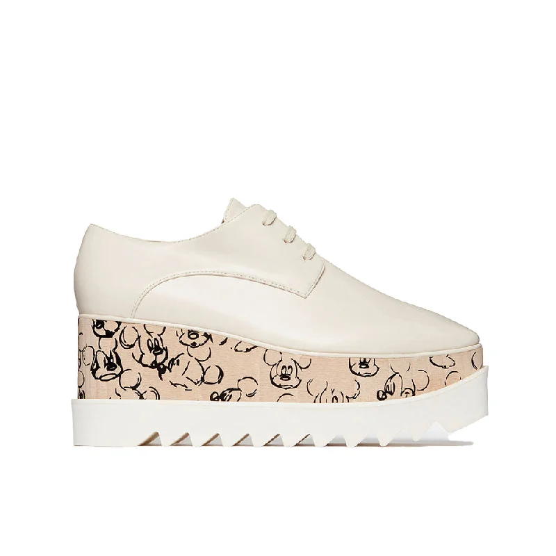 Stella McCartney x Disney Women's 'Mickey' Elyse Platform Wedge Sneaker in Light Ivory