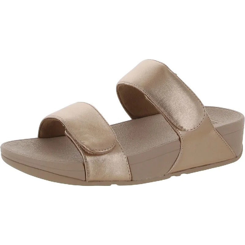 Lulu Womens Leather Adjustable Wedge Sandals