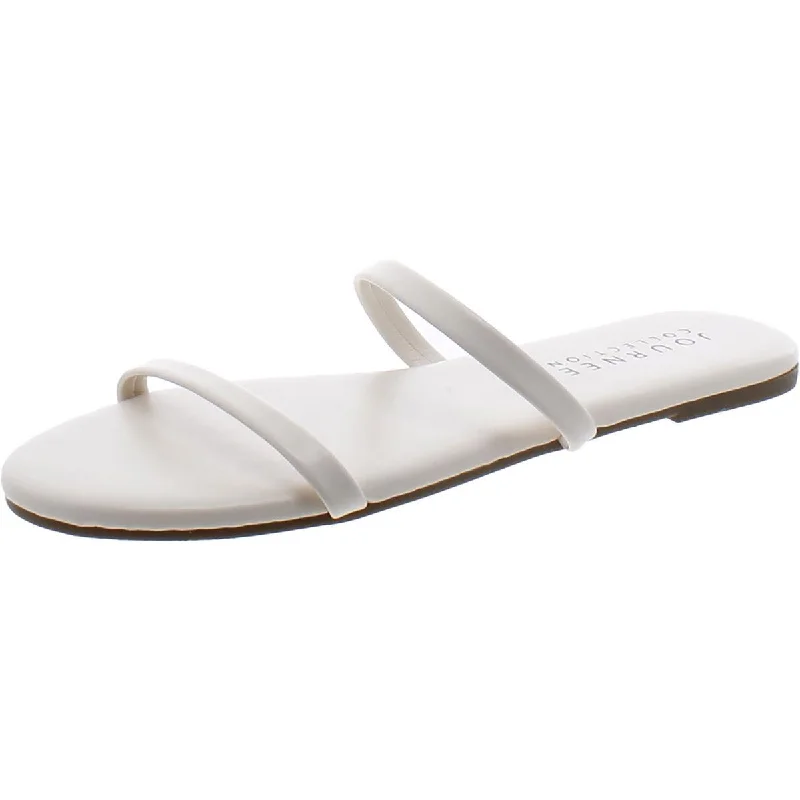 Womens Patent Double Strap Slide Sandals