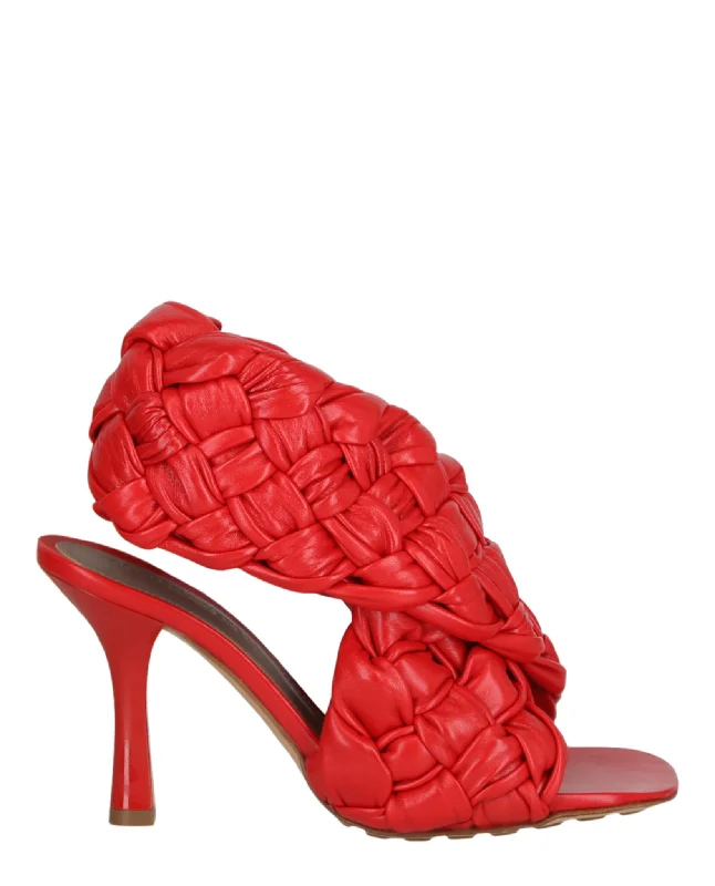 Bottega Veneta Womens Braided Criss-Cross Heel Sandal