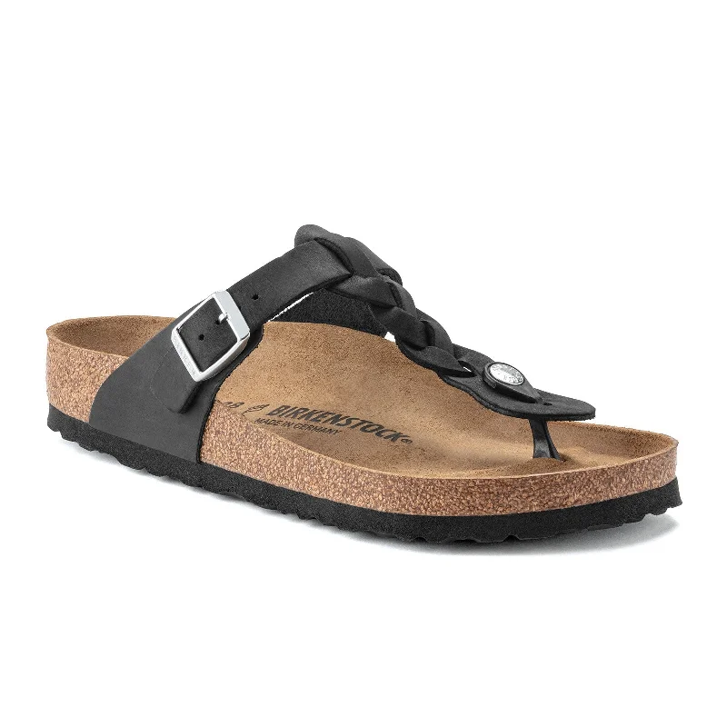 Birkenstock Gizeh Braid Sandal (Women) - Black Oiled Leather