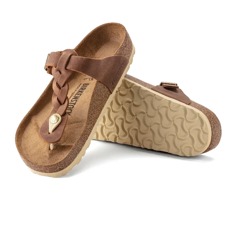 Birkenstock Gizeh Braid Sandal (Women) - Cognac Oiled Leather