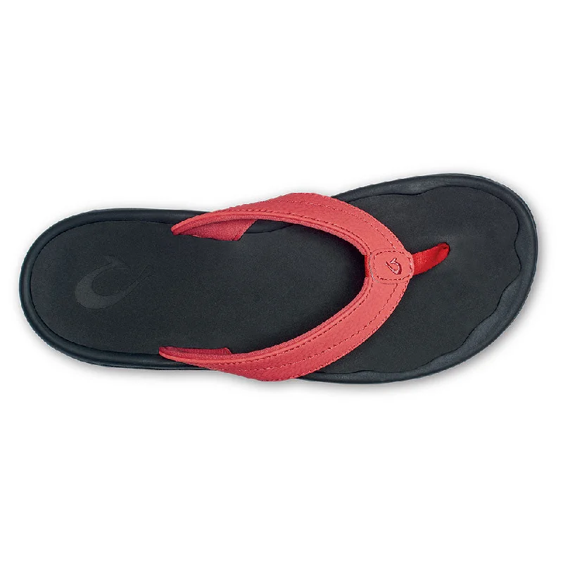 OluKai 'Ohana Flip Flop Sandal Hot Coral / Black (Women's)