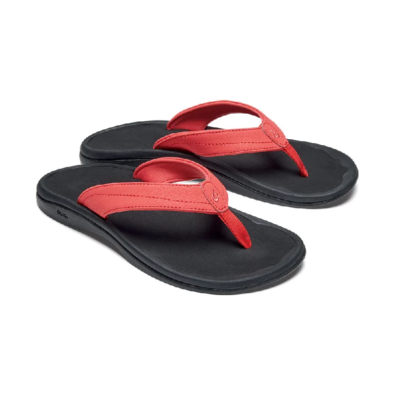 OluKai 'Ohana Flip Flop Sandal Hot Coral / Black (Women's)