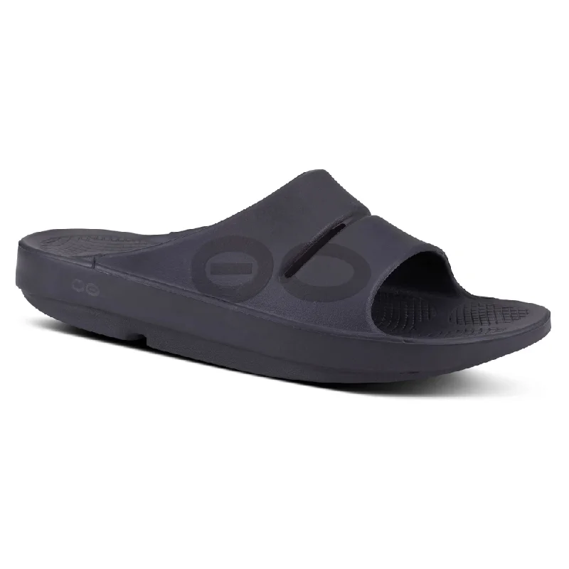 OOFOS OOahh Sport Flex Black Mat Sandal (Unisex)