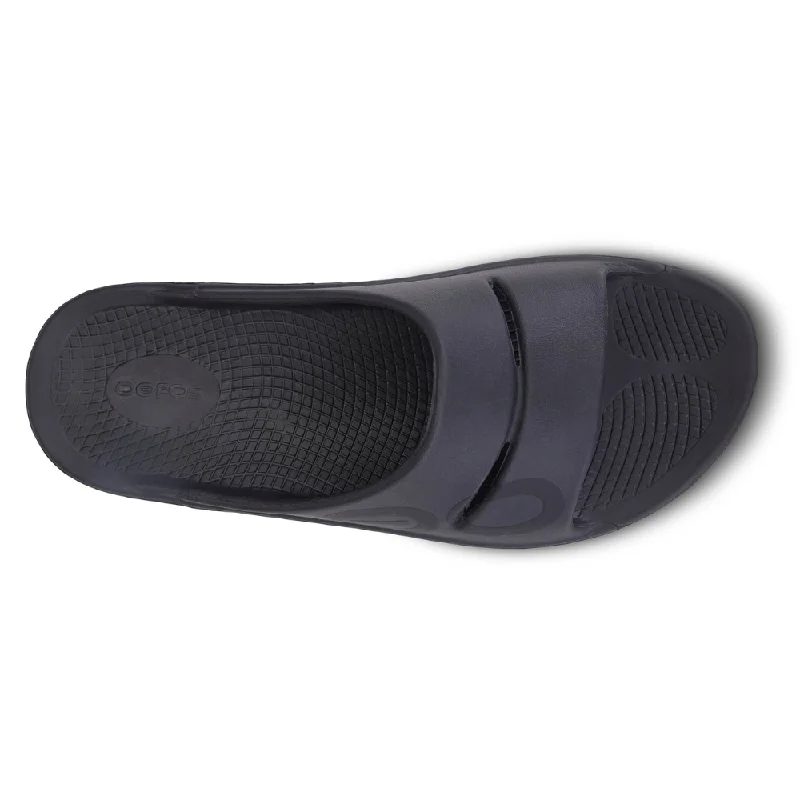 OOFOS OOahh Sport Flex Black Mat Sandal (Unisex)