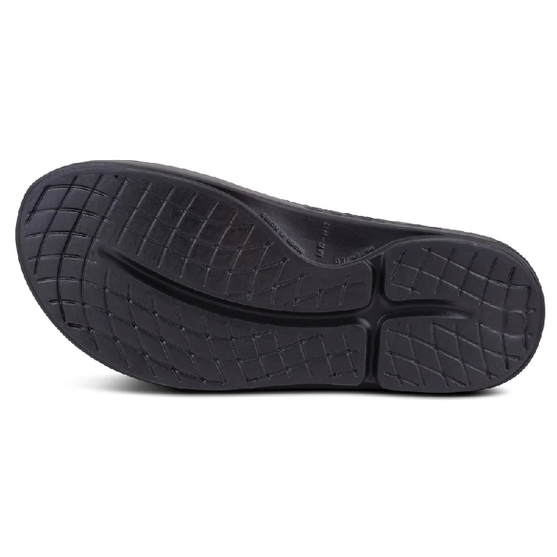 OOFOS OOahh Sport Flex Black Mat Sandal (Unisex)