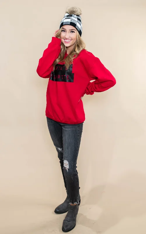 Santa's Favorite  Sweatshirt - Red**