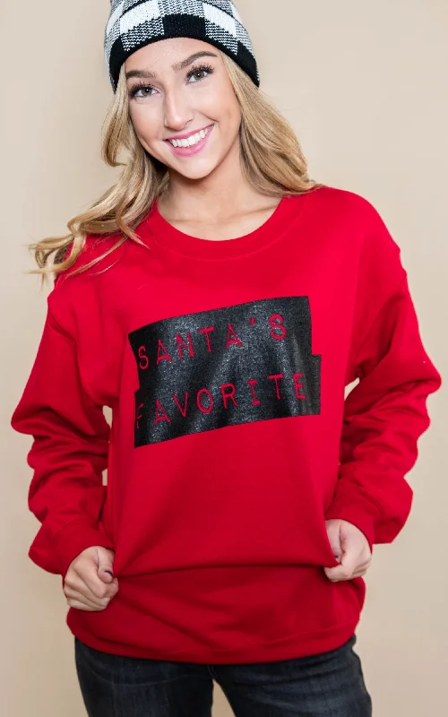 Santa's Favorite  Sweatshirt - Red**