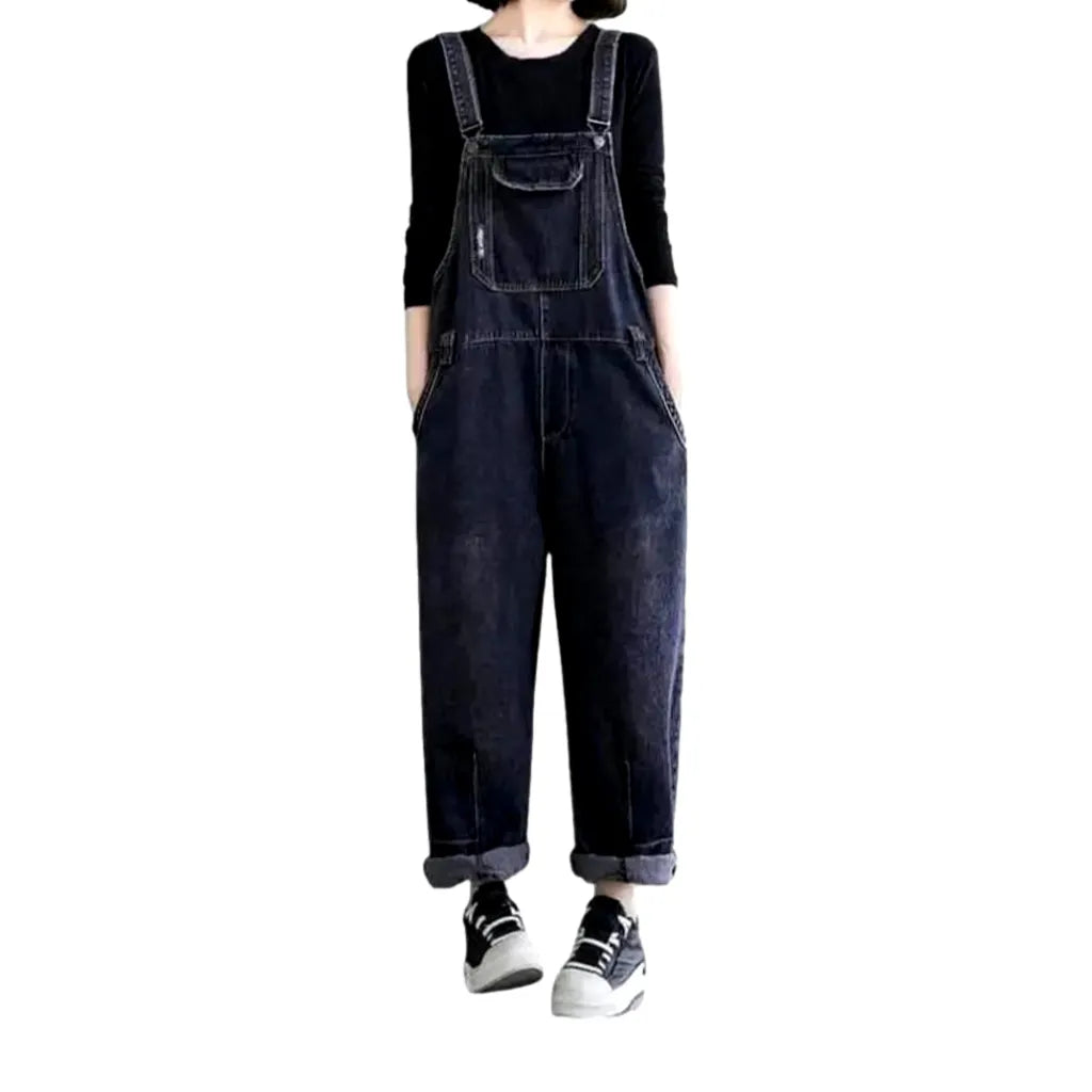 Baggy sanded denim dungaree for ladies