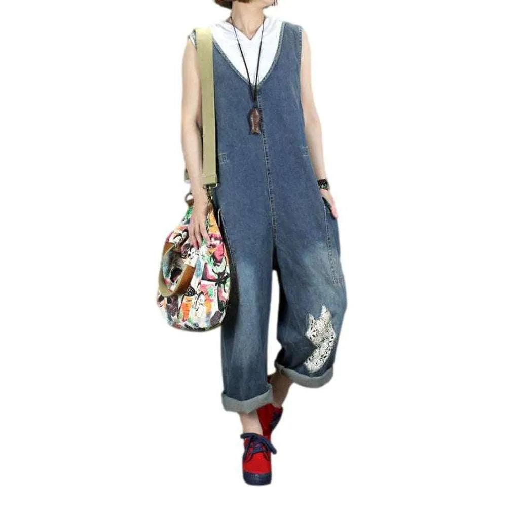 Baggy street denim jumpsuit for ladies