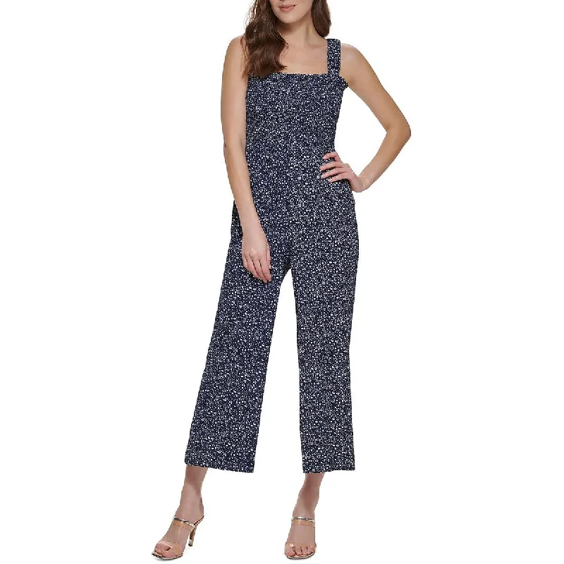 Womens Cropped Sleeveless Jumpsuit