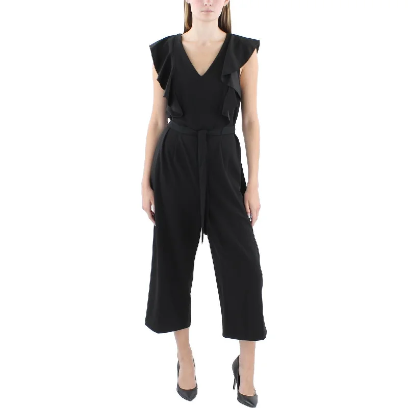 Womens V Neck Ruffled Jumpsuit