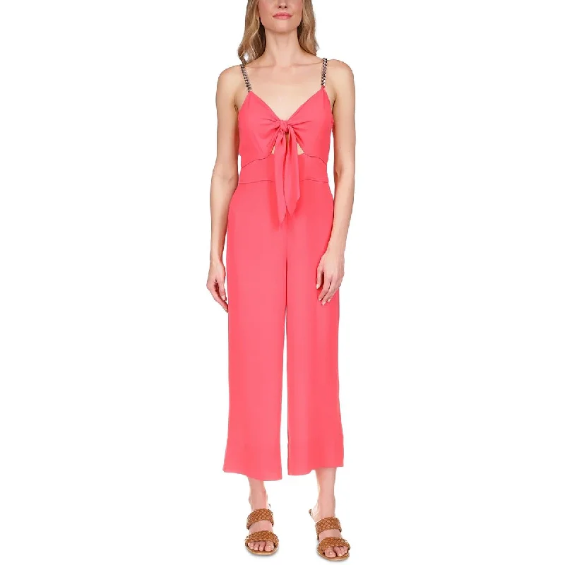 Womens Knot Front Wide Leg Jumpsuit